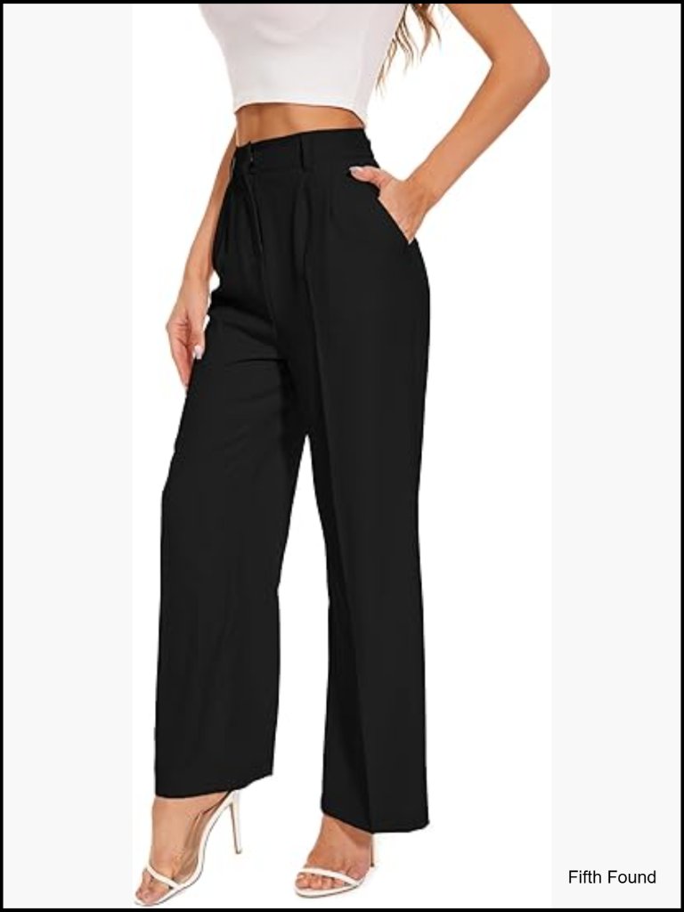 Wide Leg Dress Pants High Waisted Stretchy Work Slacks Business Casual